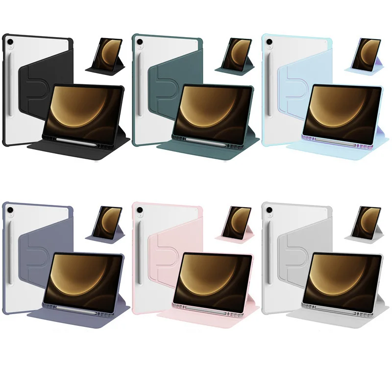 Enhanced Leather Flip Cover with 360° Rotation and Kickstand - Shockproof and Clear Design