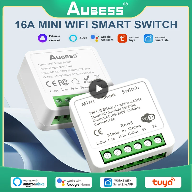 

16A MINI Wifi Smart Switch Support 2-way control Timer Wireless Switches Home Automation Compatible with Tuya Alexa Google Home