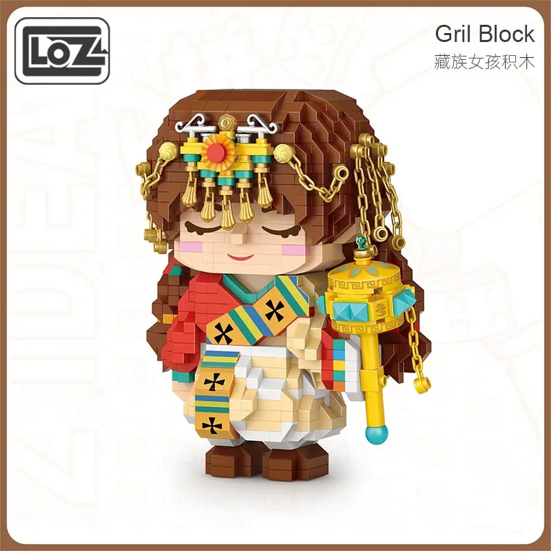 

Loz Chinese Tibetan Girl Figure Building Blocks Small Particle DIY Assembly Mini Particle CompatibleToy For Children Girl Gift