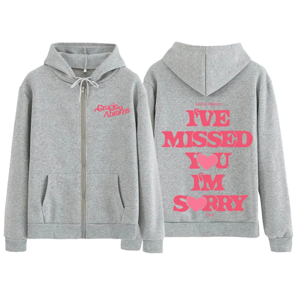 Gracie Abrams 2024 I Miss You I'm Sorry Zip Up  Hoodie Coat Gracie Abrams Zipper Graphic Men Women Sweatshirt Y2K Clothes 3