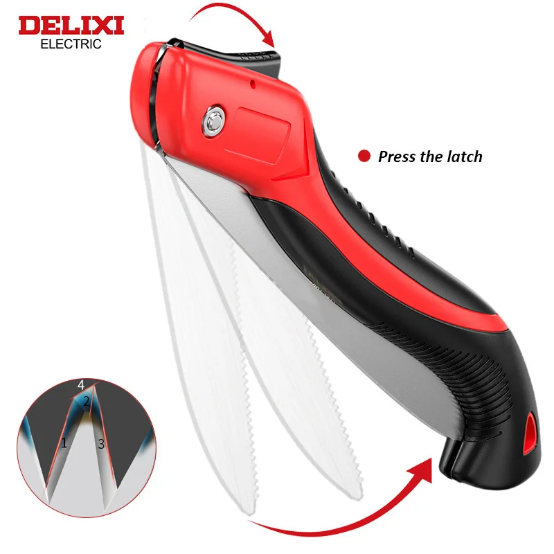 DELIXI ELECTRIC Folding Saw，SK9 steel One-button Folding Design，Sharp Cutting Wood,Camping,GardensPruning Saw,Tree Chopper Knife 5