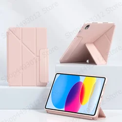 Deluxe PU Leather Foldable Magnetic Tablet Cover - iPad 10th Gen (Pink)