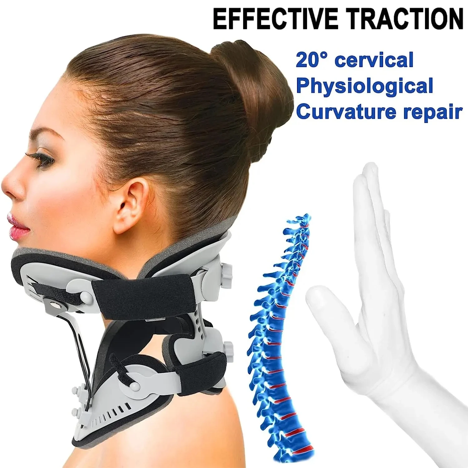 Adjustable Cervical Collar, Neck Brace Support Orthosis, Fixable Neck Posture Corrector, Pain Relief, Traction Spine Alignment 4
