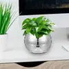 Disco Ball Flower Pot Disco Ball Flower Vase Silver Mirror Glass Decor Vase Planter Disco Ball Plant Holder for home decoration 5