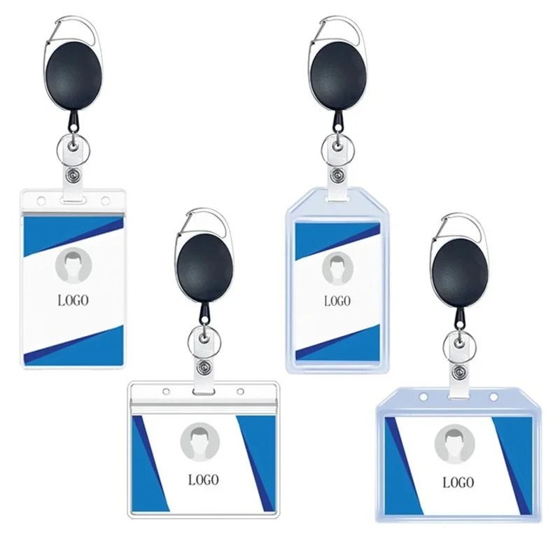 

Zinc Alloy Badge Reel Belt Keychain Working Permit Case Pass Work Card Holder ID Tag Badge Holder with Badge Reel Clips