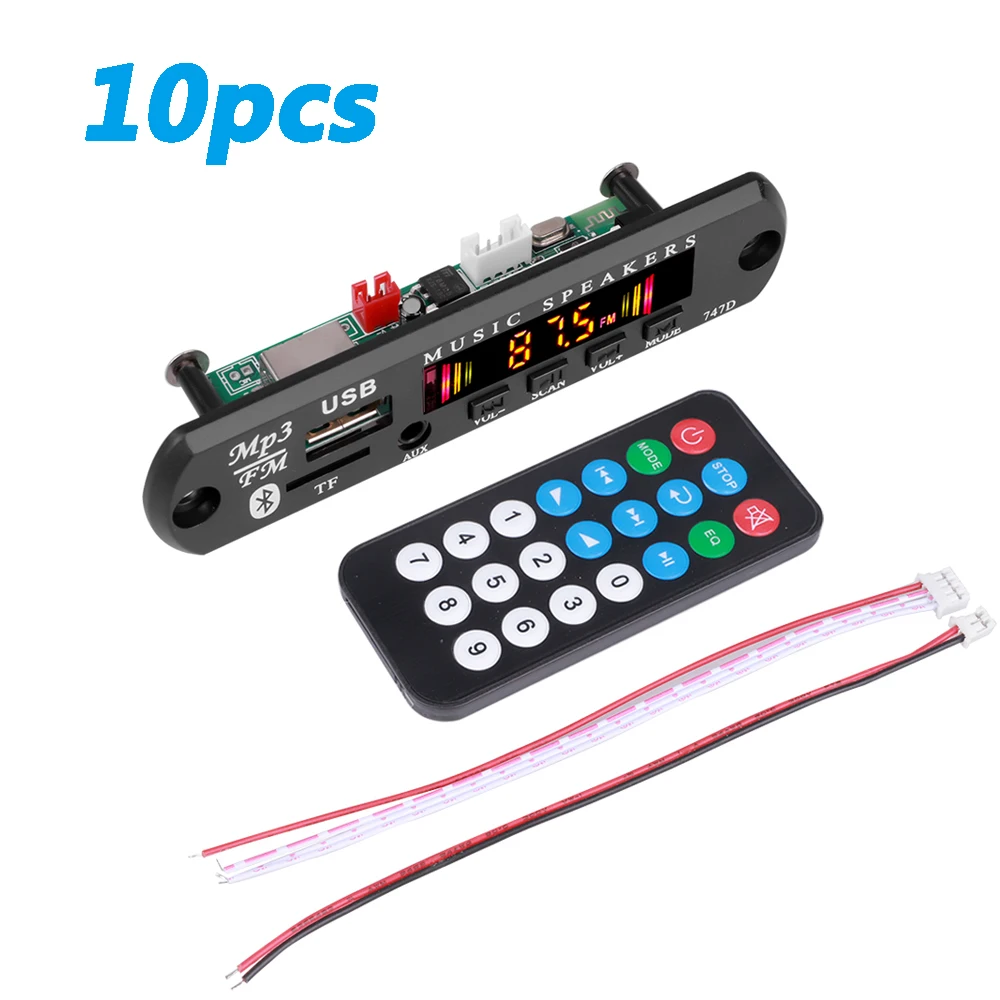 

10pcs Kebidu Car Audio USB TF FM Radio Module Wireless Bluetooth 7V 12V MP3 WMA Decoder Board MP3 Player with Remote Control