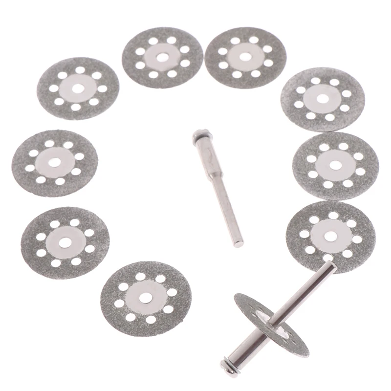 

10pcs 22mm Diamond Grinding Wheel Saw Cutting Abrasive Disc+2 Pcs Mandrel For Rotary Tools Accessories Tool Set