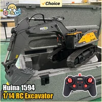 Huina 1/14 RC Truck Excavator 1594 Alloy 2.4Ghz Radio Controlled Car 22 Channel Engineering vehicle Toys for Boy Kid Gift 1