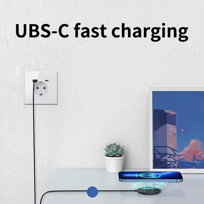 YINKA EU ǥ  ȭ  16A   ܼƮ AC110V-250V  , USB Type-C  por 5V 2100mA