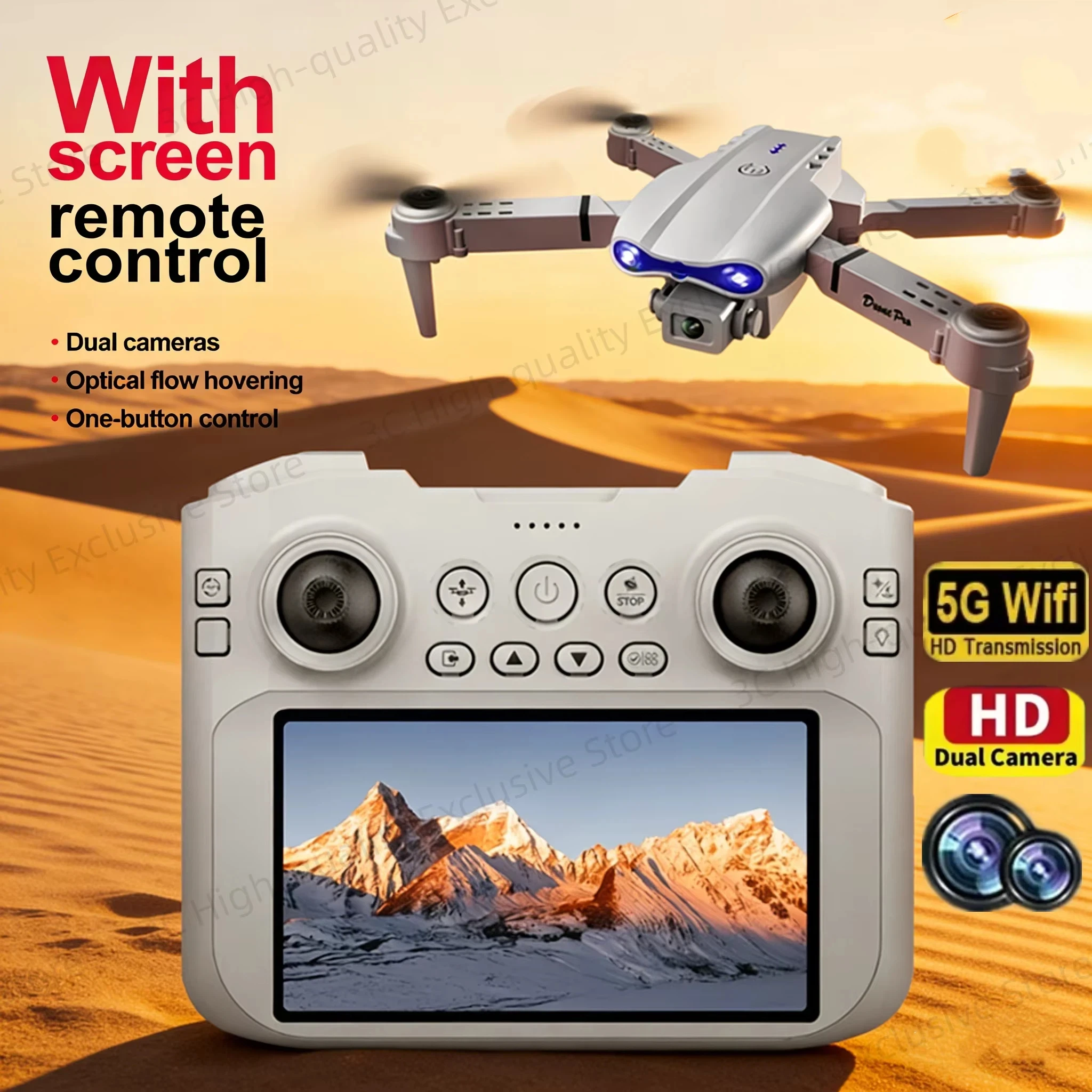 Drone Caméra 4K/6K/8K avec Stabilisation - Noir ou Gris