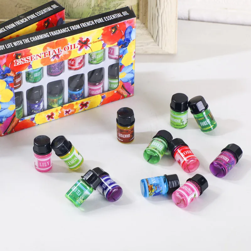 3mlx12pcs Essential Oil Set Defuse Essential Oils Water-Soluble Aromatherapy Oils Diffuser Humidifier Oil Burners
