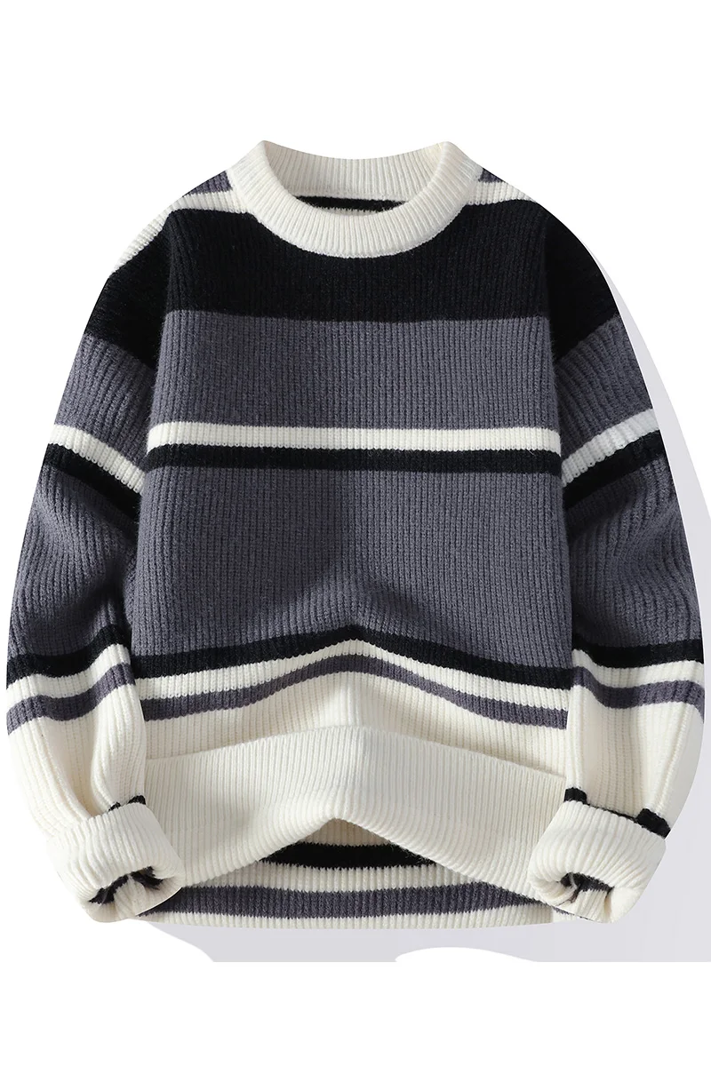 2024 men's sweater O-neck knitted long-sleeved Warm Men Fashion Casual Sweaters Thickened Warm wool pullovers Knitted Top 6