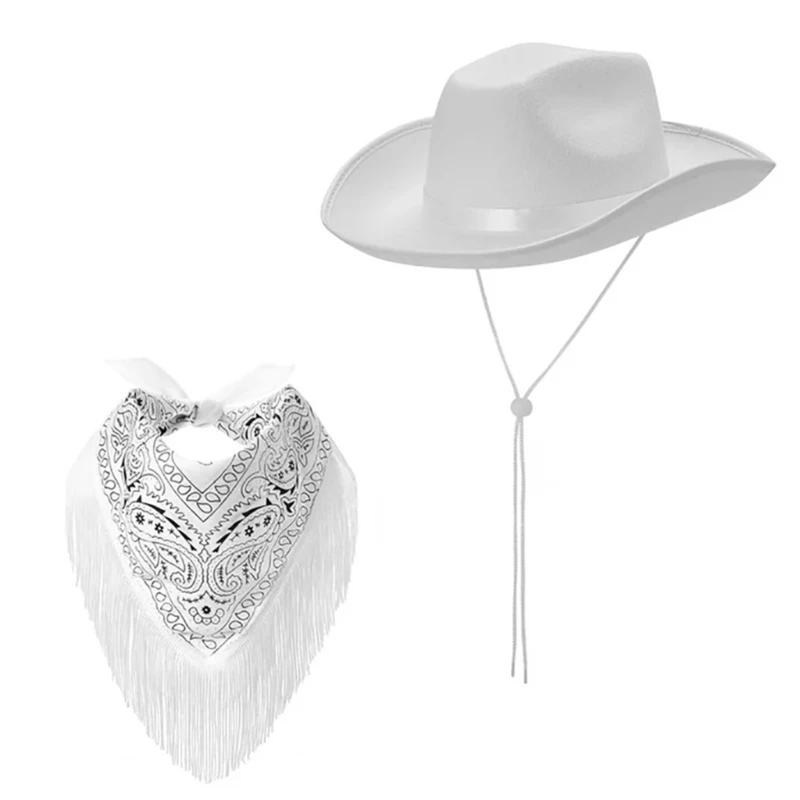 Fringed Bandanas Cowgirl Hat Neck Scarf Women Party Wear NightClub Outfit