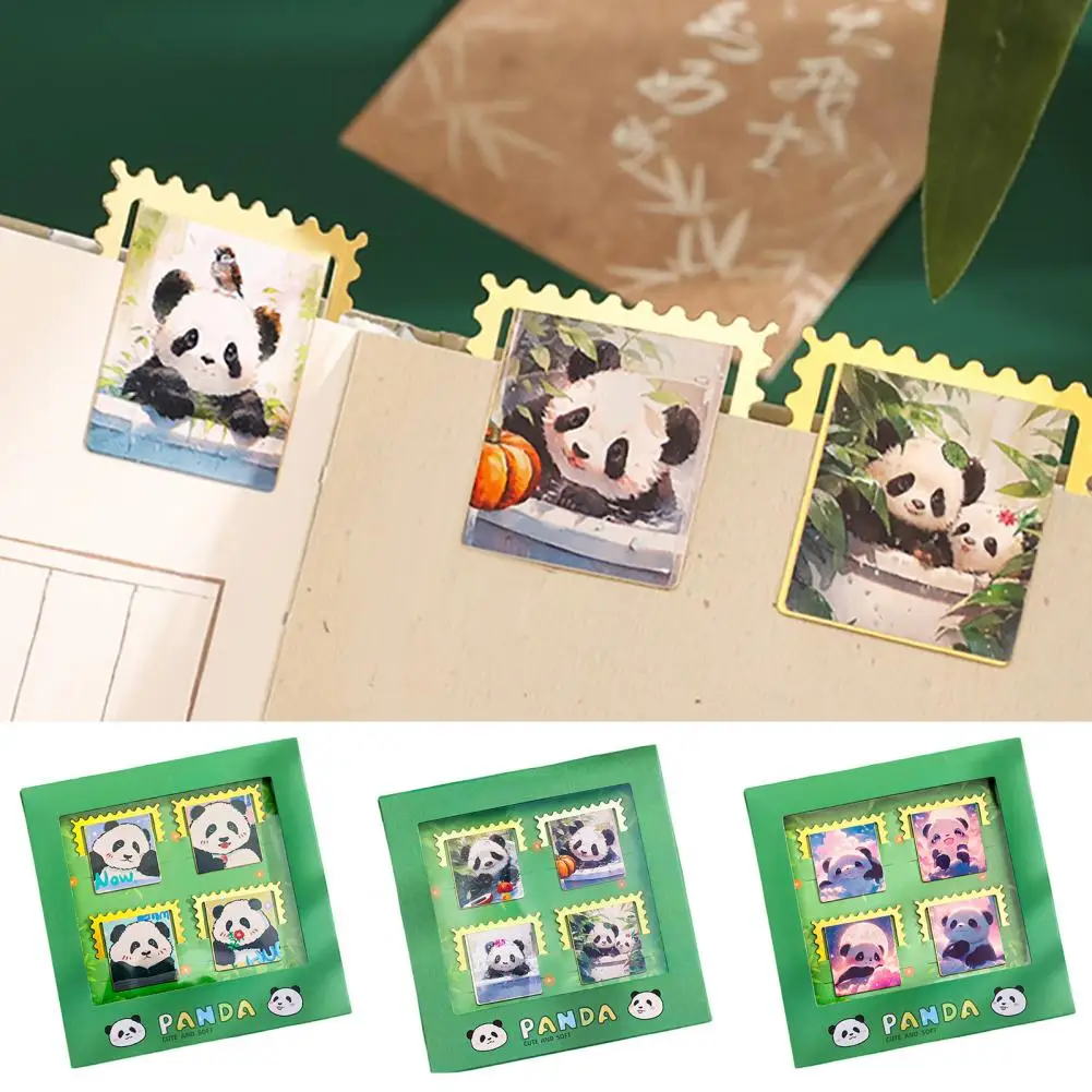 Exquisite Metal Bookmarks Unique Chinese Style Metal Bookmarks Exquisite Panda Prints Lightweight Collectibles for Teachers 4pcs great mix color multipurpose unique cute help me bookmark stationery for students bookmarks scrapbook bookmarks