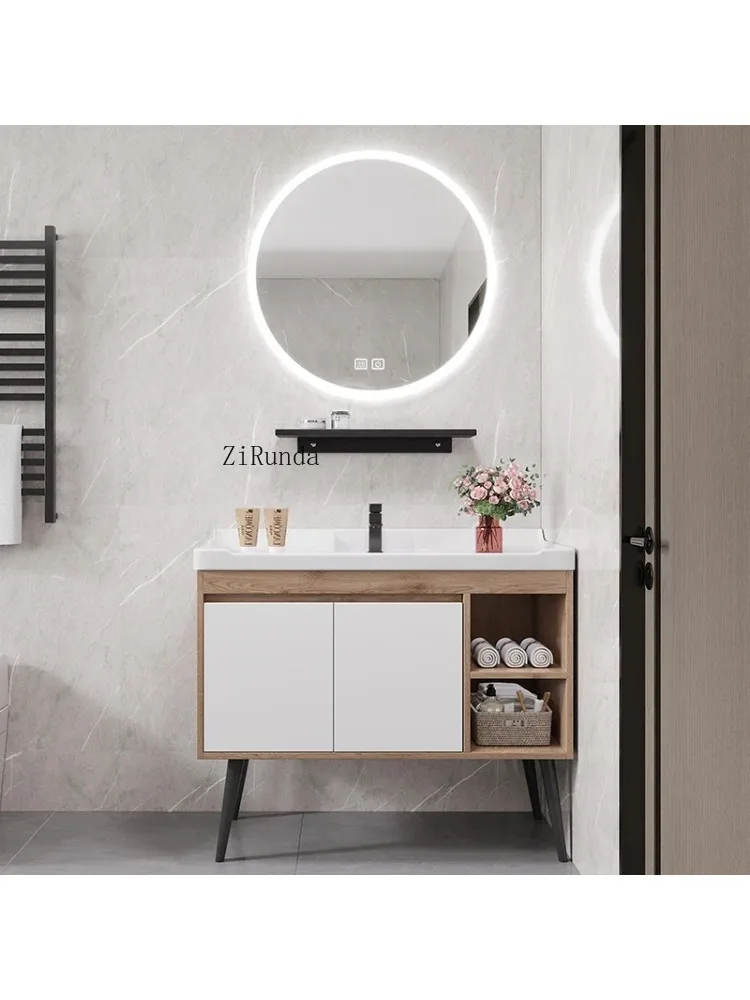 ic Luxury Bathroom Cabinets Multifunction Vanity with Sink Mirror Cabinets with Lamp Simple Home Furniture Arredo