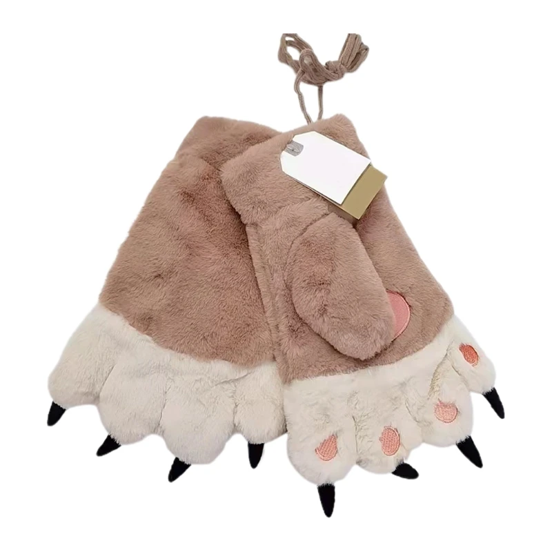 

Cute Winter Thick Mittens Women Cartoon Gloves Plush Full Finger Outdoor Mittens