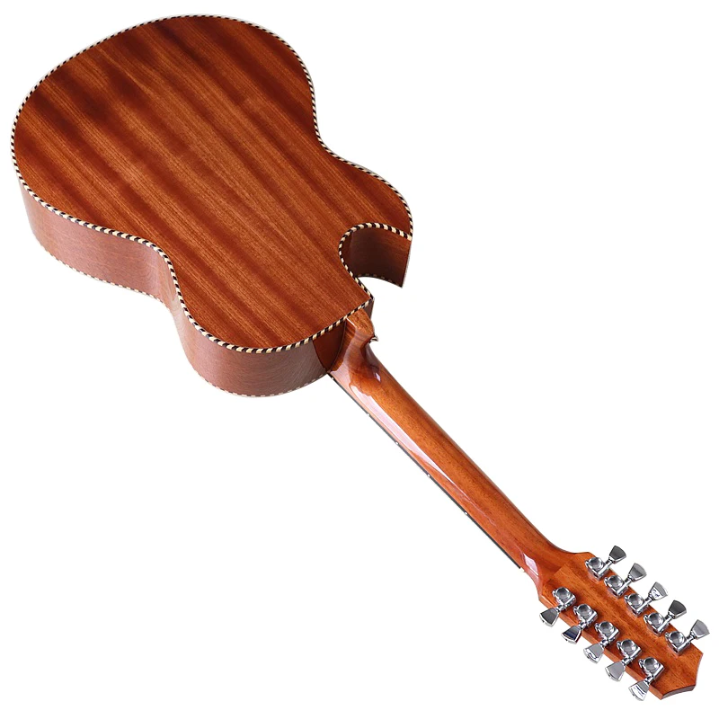Acoustic Electric Guitar 10 String High gloss Folk Guitar Sharp Angle Design Natural Color With Classic Head