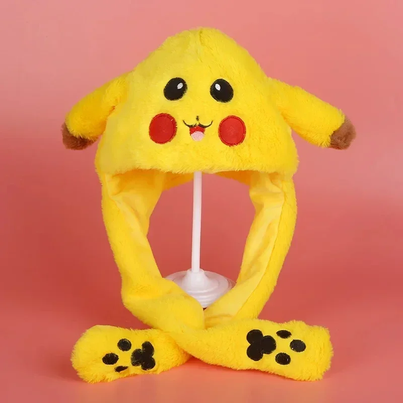 Pokemon Cute Glowing Hat Pikachu Cartoon Plush Bunny Cosplay Hat Children Pet Bunny Ears Will Move Headband Funny Toys Gifts