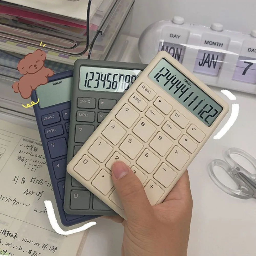 

12 Digits Simple and Portable Calculator Convenient Calculation Chocolate Style Widescreen ABS Silence Do Office Work