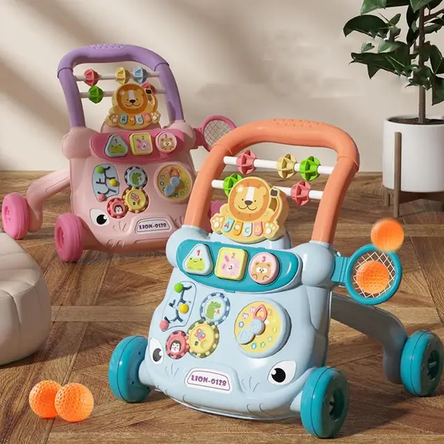 Babies Walker with Wheels Stand Learning Activities Developmental Multi-functional Toddler Trolley Hand Push Walker 1