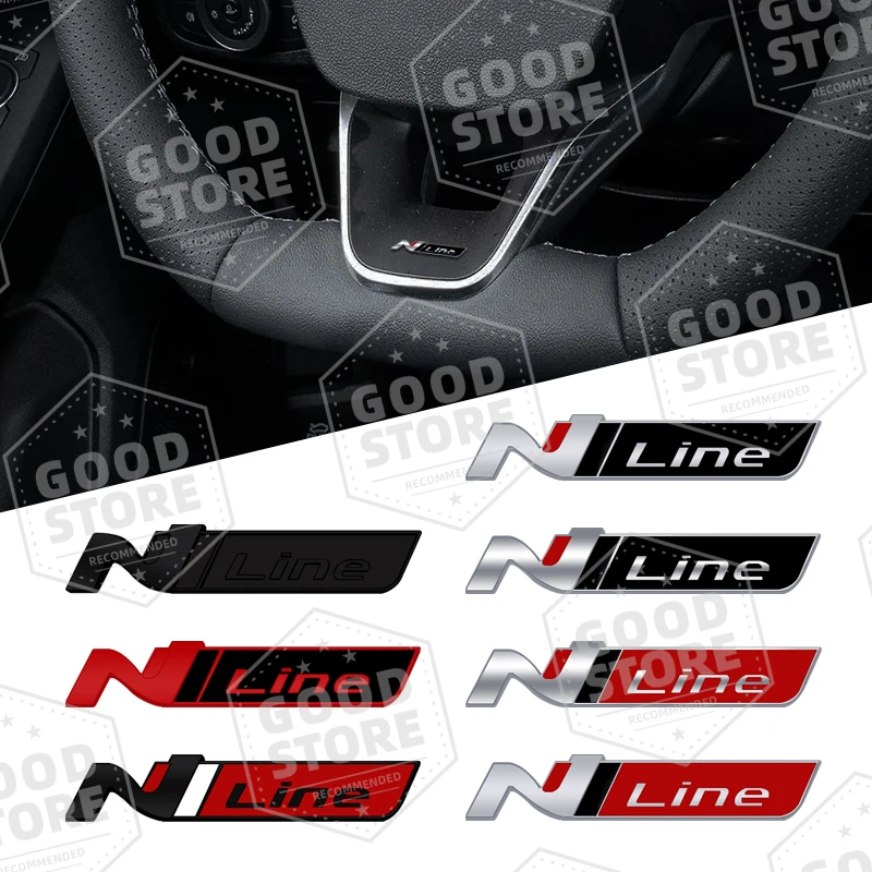 Metal N Line Emblem Volante Per Auto 3D Center Console Panel Aria Condizionata Vents Badge Sticker Per Hyundai Auto Accessory