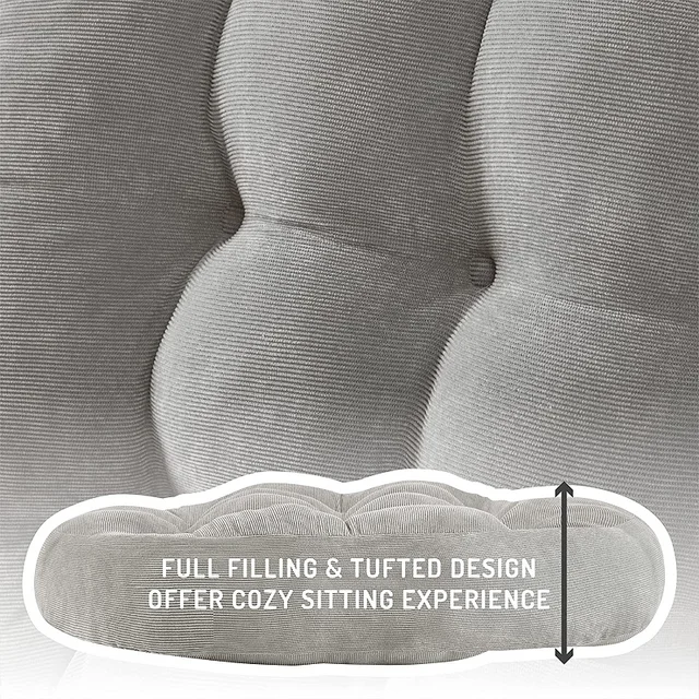 Coussin de siège de sol gris, grand oreiller rond, sièges pour adultes, coussins de sol en velours côtelé touffeté pour salon, Tatami  2
