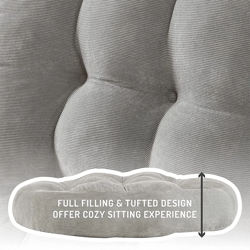Grey Floor Seat Cushion Pillow Round Large Pillows Seating for Adults Tufted Corduroy Floor Cushions for Living Room Tatami 방석 2