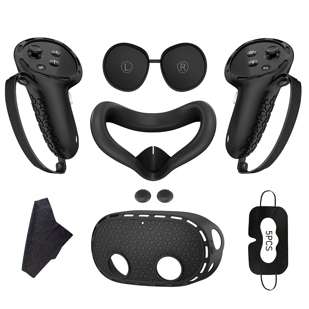 Silicone Grip and Protection Set for VR Controllers and Headset Accessories