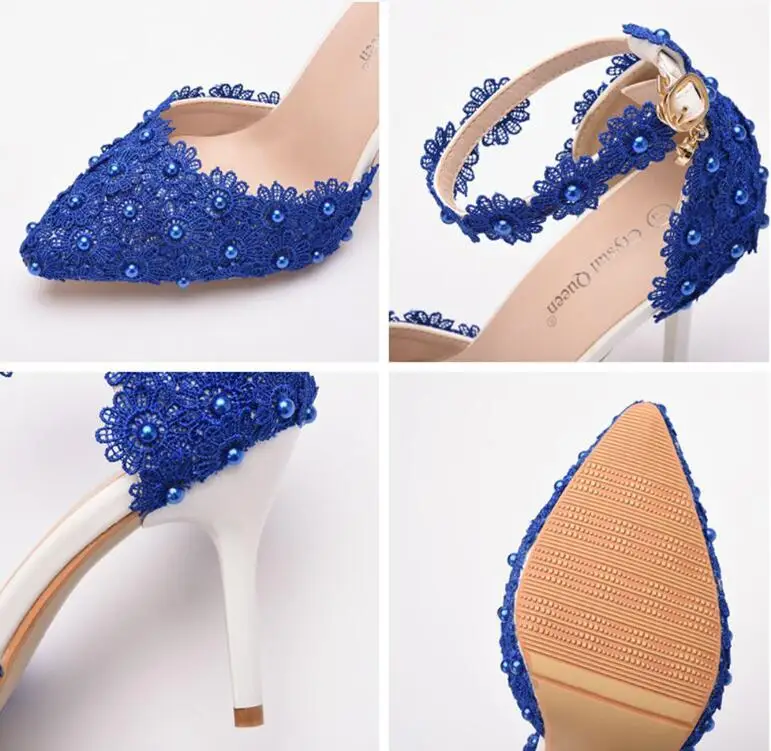 S1df7c4d0b6ba479cb0864a0d7db44e41K Elegant Pointy Lace Rhinestone Bridal High Heel Sandals for Women
