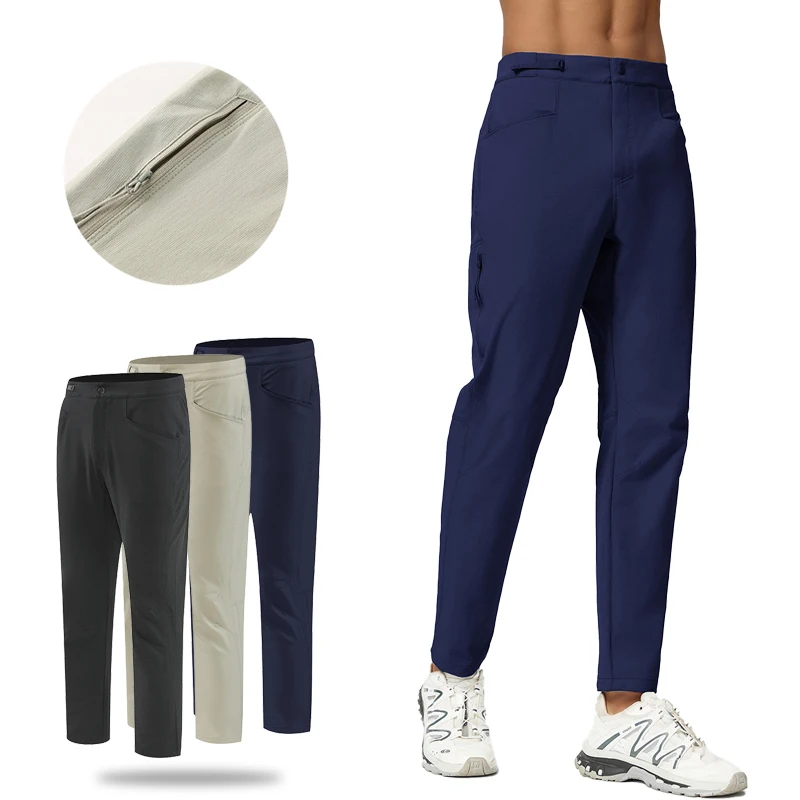(M-4XL) 남성 운동 훈련 바지 빠른 건조 나일론 스트레이트 레그 지퍼 포켓..