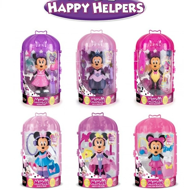 

16 см Оригинальная кукла Disney Микки Маус, милая Минни наряд, кавайная аниме фигурка, подвижный игровой домик, игрушки для детей, рождественский подарок