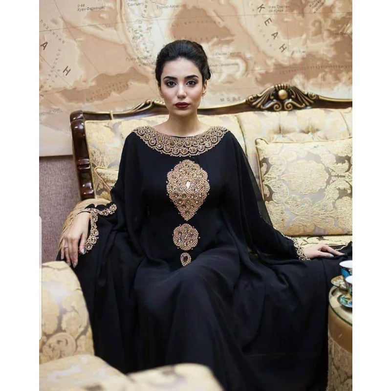 

Black Kaftans Farasha Abaya Dress Dubai Morocco Long Dress European and American Fashion Trend