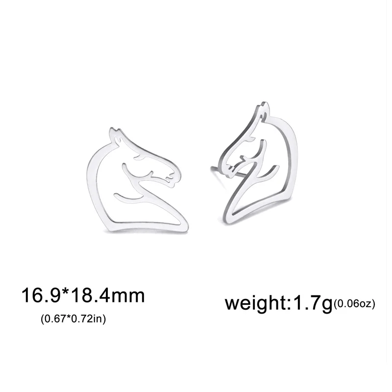 Mode Edelstahl Ohrringe Tier Pferd Anhänger Stud Ohrring Für Frauen Geometrische Charms Schmuck Mädchen Täglichen Verschleiß Geschenke – Detail 17