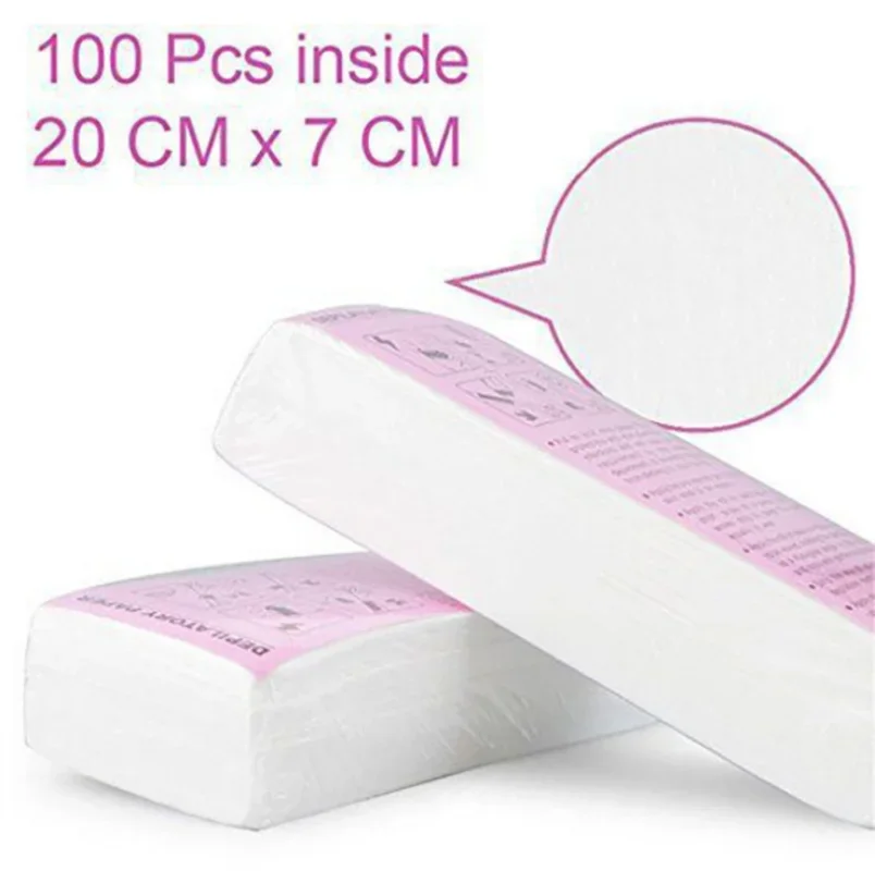 100pcs Hypoallergenic Non-Woven Waxing Strips - Gentle Facial, Eyebrow, Face, Leg, Body, and Bikini Hair Remover Sheets