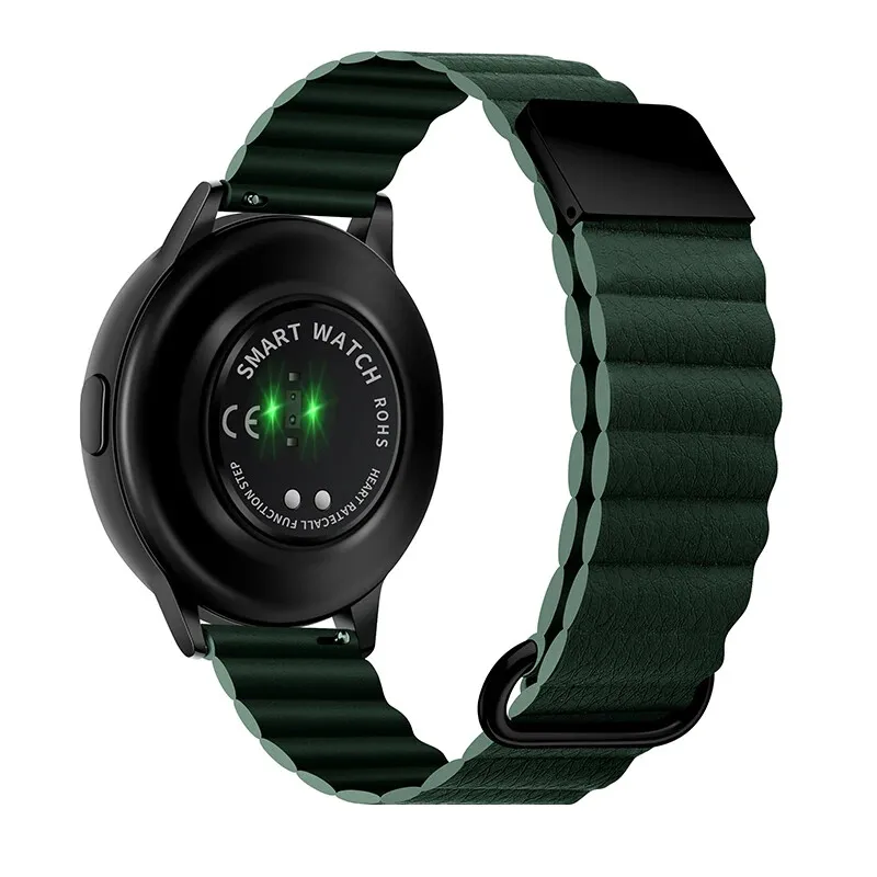 Magnetic Leather Wrist Strap Bracelet for Smartwatches (20-22mm)
