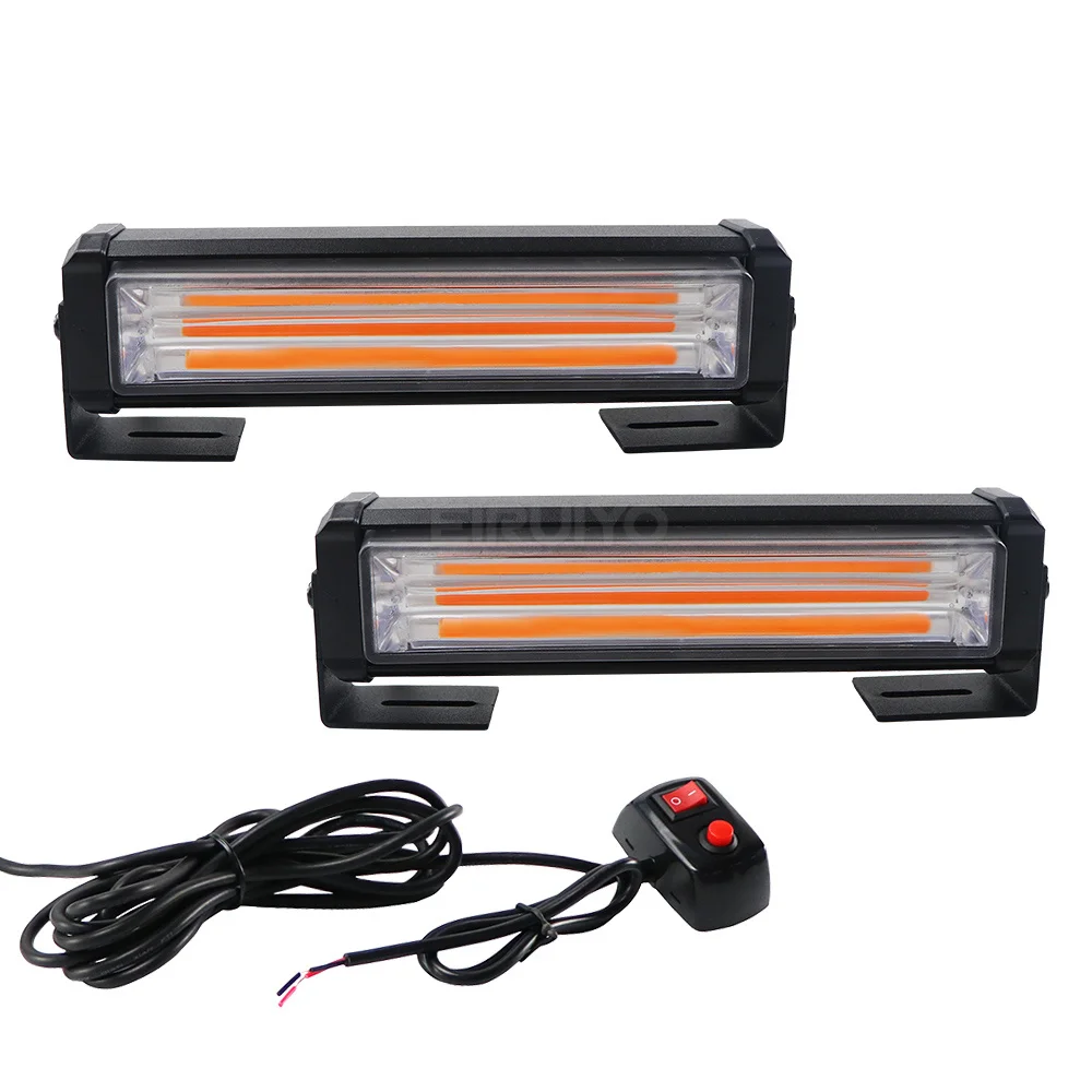 40W 80W COB Car Front Grille LED Strobe Light Police Fire Truck Emergency Flashing Warning Lights 12V 24V Amber White Red Blue