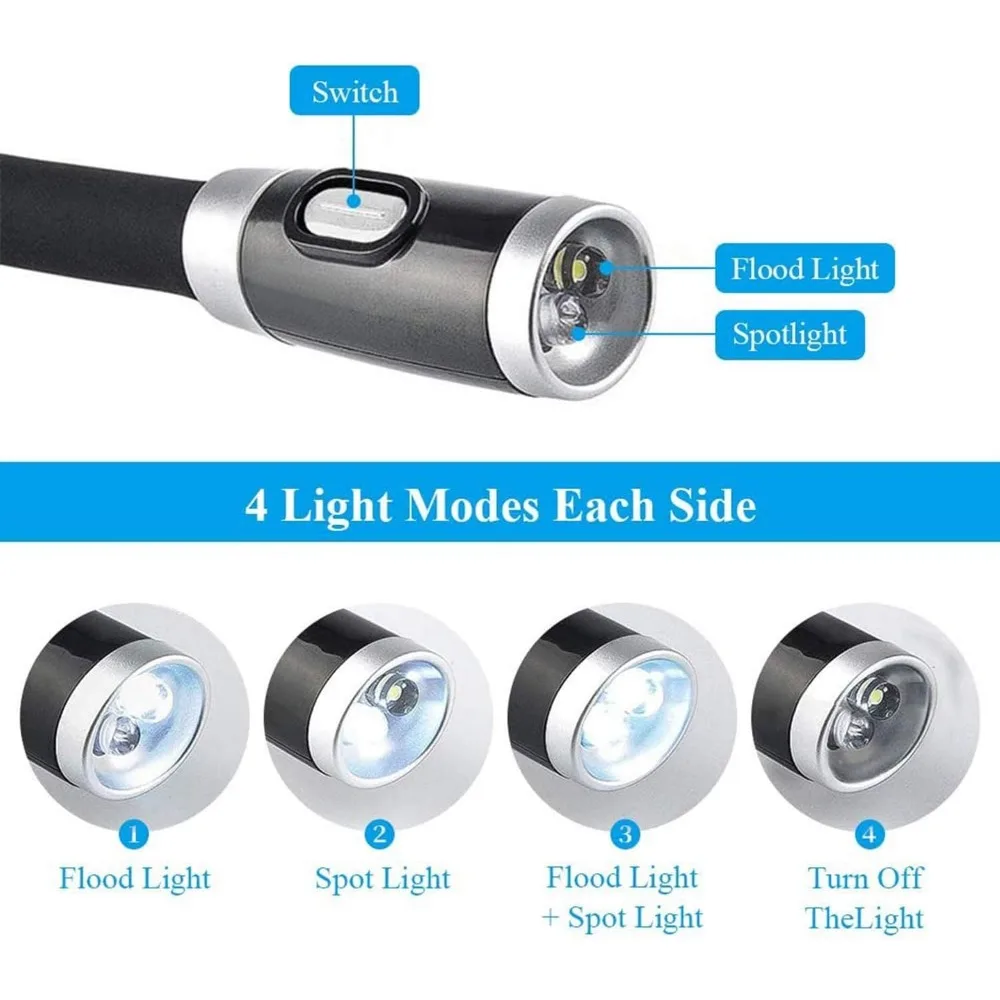 Neck Reading Light Book Light for Reading 4 LED 3 Modes Neck Lamp Hands Free Flexible Torch for Readers U-Shaped LED led light book light