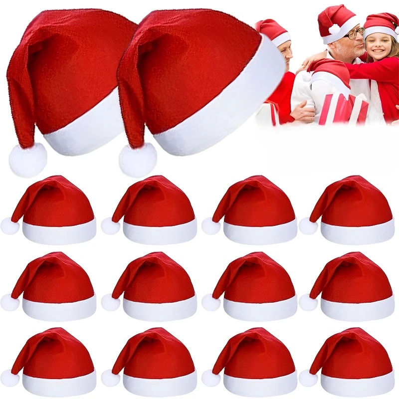 Adults-Kids-Christmas-Hats-Non-woven-Fabric-Santa-Claus-Xmas-Hats-Cap ...