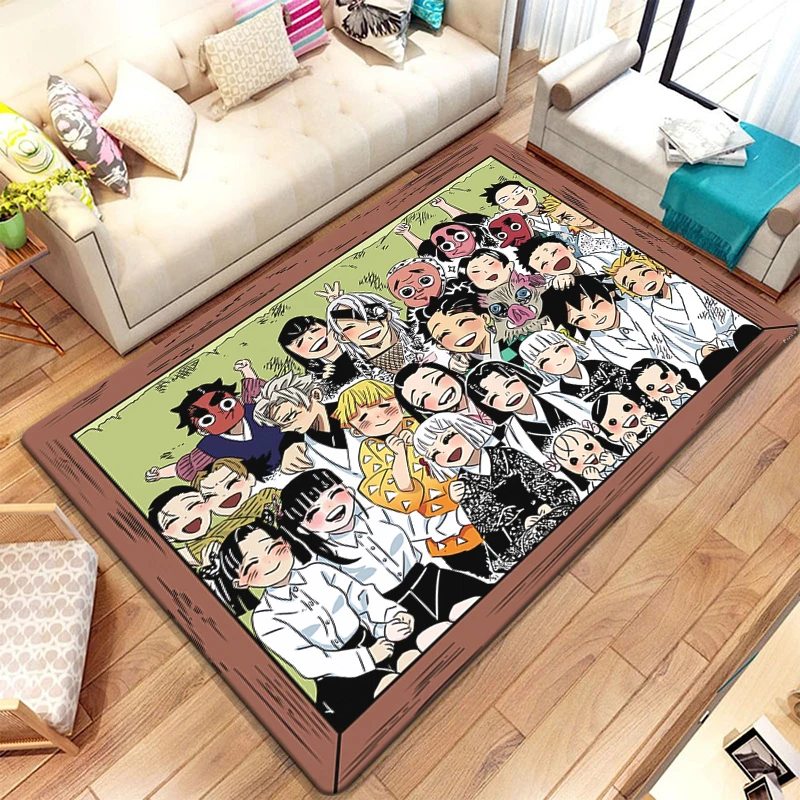 D- Demon Slayer Japanese Anime Cool HD Print Carpet Living Room kitchen bedroom Sofa Table Rug Non-slip Chair Picnic Camp Mat imitated cashmere carpet non slip carpet decorative carpet