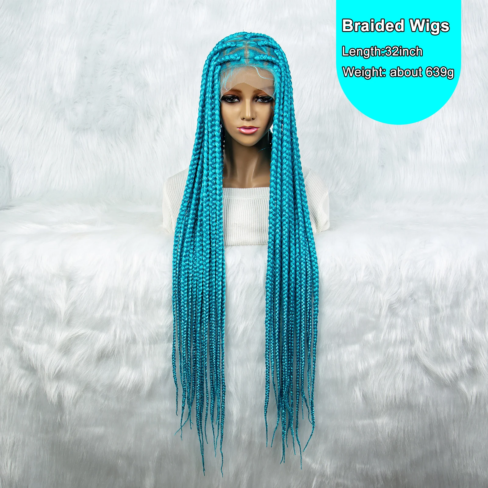 Big Knotless Synthetic Full Lace Braided Wigs 32 Inches Cornrow