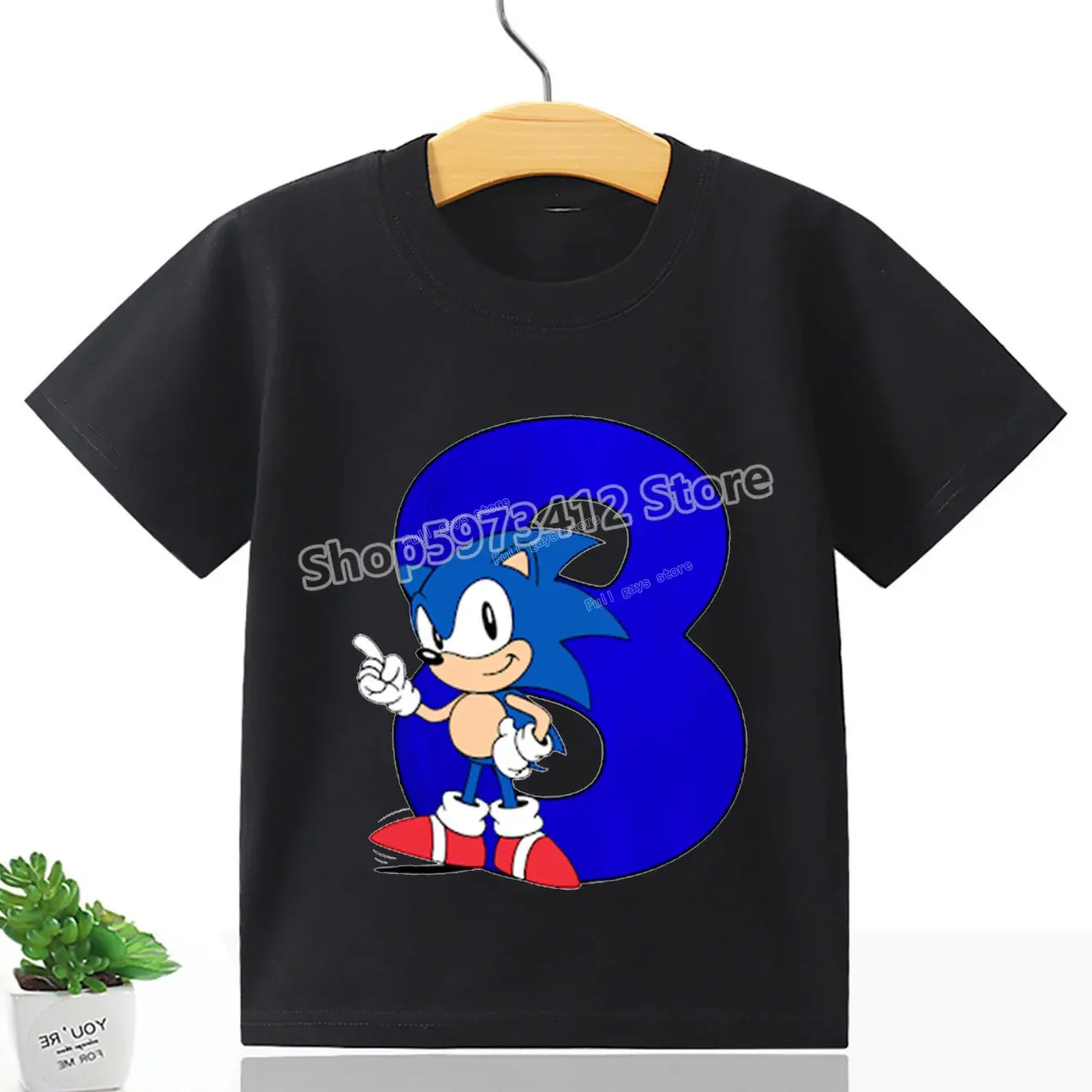 thumbnail image 1 of Camisetas para niños de Sonics The Hedgehogs, figuras de dibujos animados de Shadow, ropa digital del 1 al 9, camisetas de cumpleaños, regalos de boutique para niños y niñas, 1 of 5