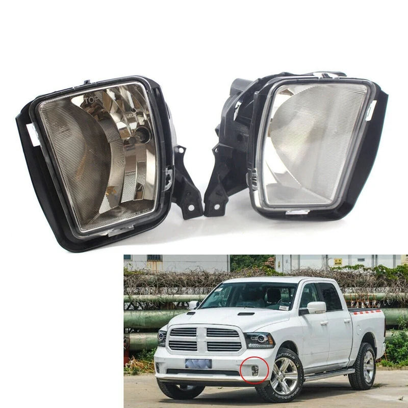 

Pair LH & RH Car Clear Lens Front Bumper Fog Lights Lamp With Bulbs For Dodge Ram 1500 2013-2018 Accessories