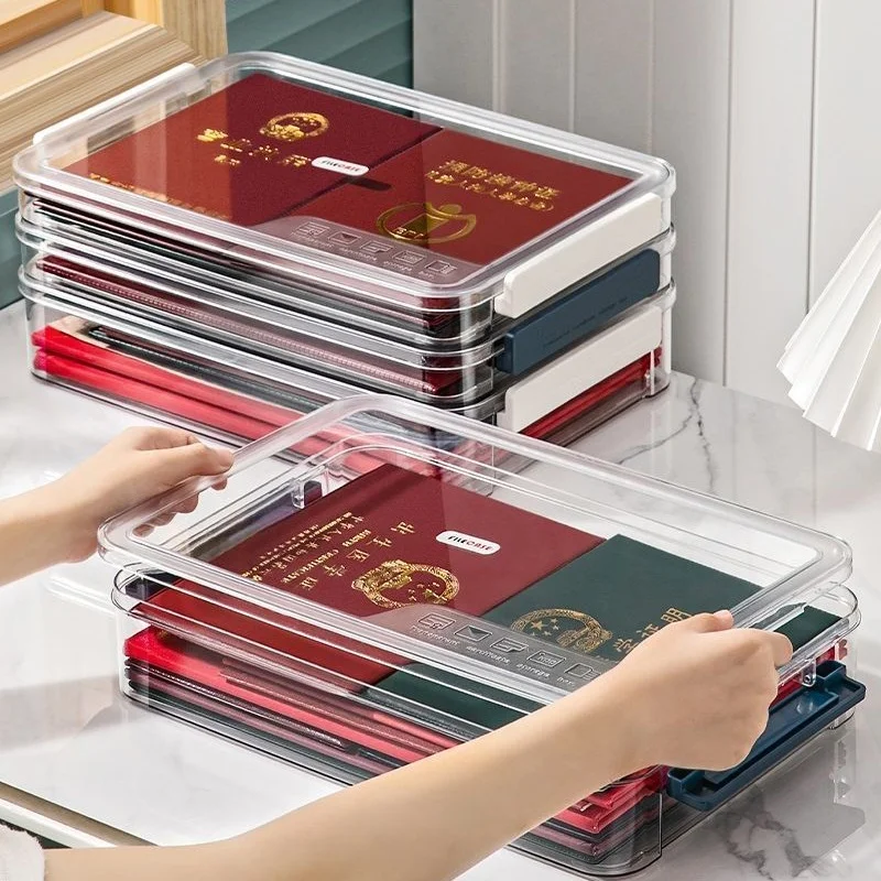 Storage Box Book A4 Document Storage Box Desktop Office Test Paper Storage Certificate Box Transparent Data Sorting File