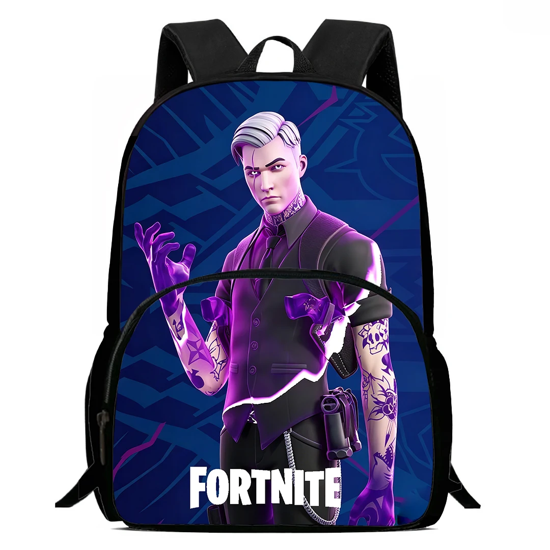 Fortnite Cartoon Backpack with Front Pocket - Large School Bag for Boys Girls Age 5-8, Unisex Kids Back to School Gift 1