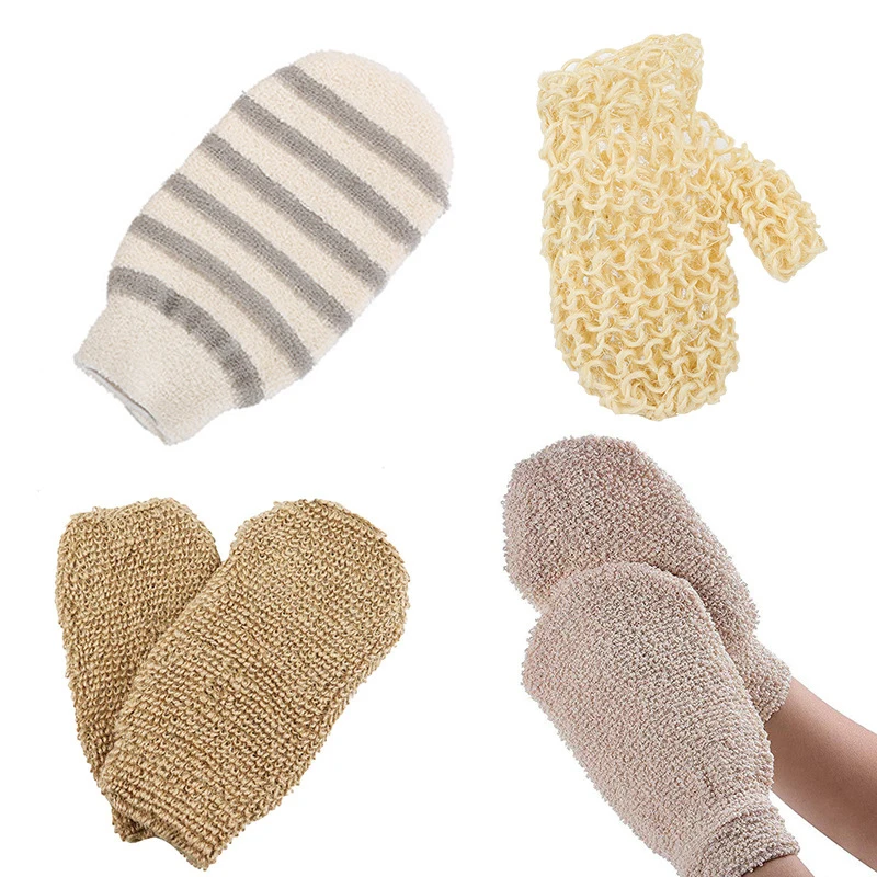 1Pc Exfoliating Hemp Bath Glove Mitten Scrubber Natural Bamboo Fiber Remove Dead Skin Deep Clean Double-Sided Bath Gloves 5