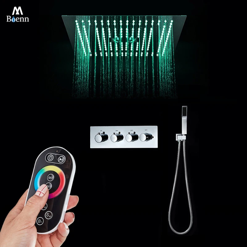 

M Boenn Complete Shower Set Embedded Ceiling Stainless Steel 2 Functions Shower Head Thermostatic Big Flow Rate Bathroom Faucets