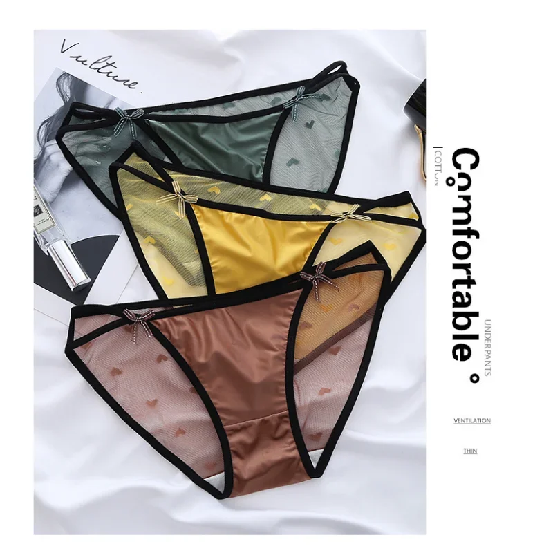 

Mesh Underwear Women's Thin New Low Waist Wrap Hip Pure Cotton Crotch Lace Girls' Sexy Large Triangle Pants