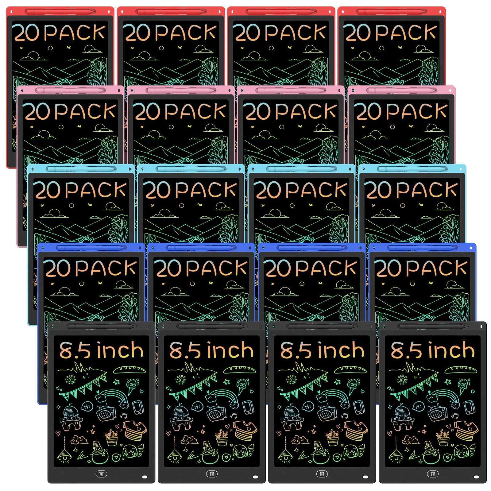 20PCS 8.5인치 LCD 쓰기 태블릿 전자 낙서 보드 소년 소녀를 위한 다채로운 지울 수 있고 재사용 가능한 드로잉 패드 선물