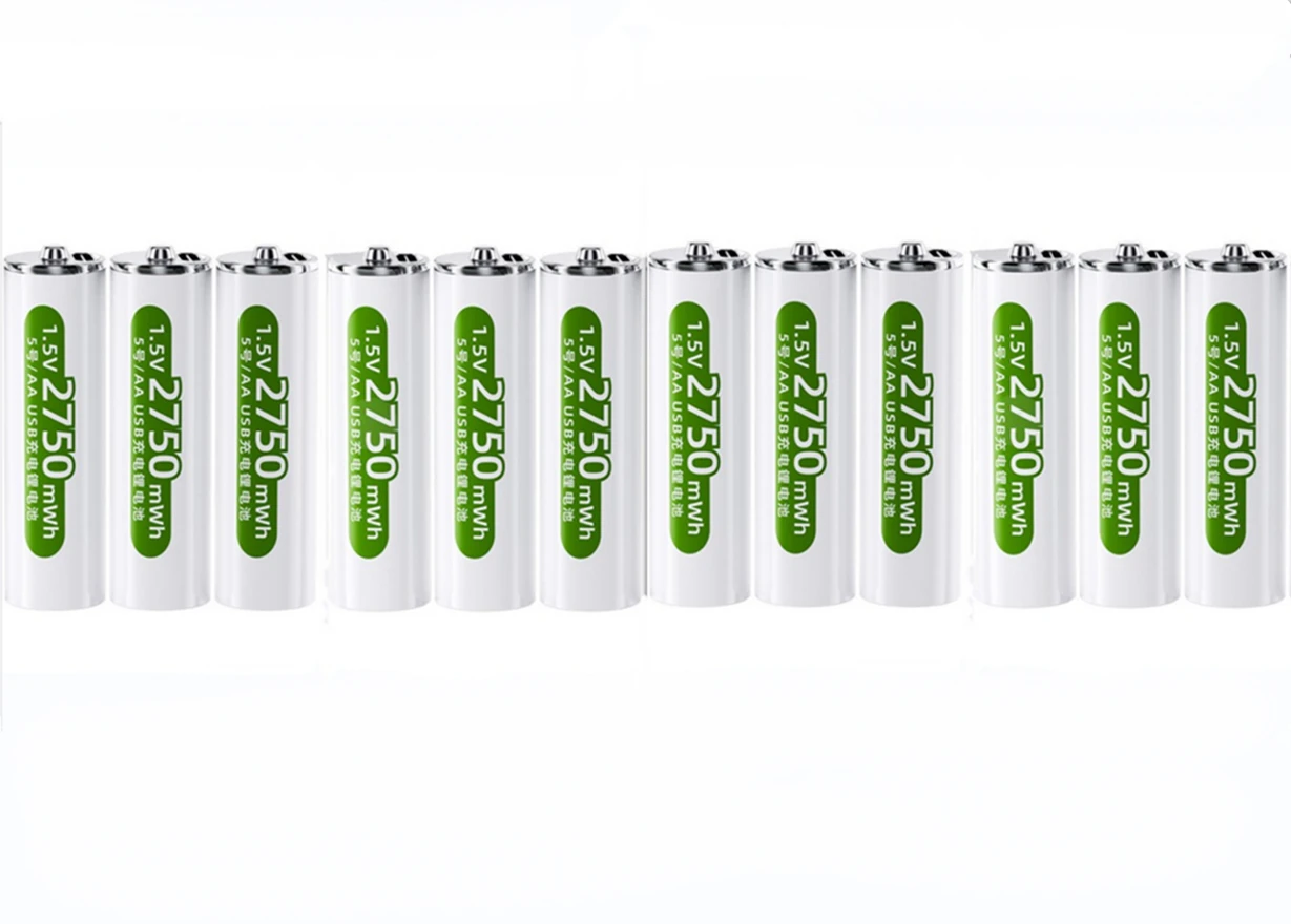 

12pcs/lot New 1.5V AA rechargeable battery 2750mWh USB rechargeable lithium battery can be quickly charged via Type-C data cable