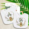 Personalised Baby Bib Safari Animals Bibs Initial with Name Newborn Wild One Birthday Gifts Infant Saliva Towel Baby Shower Gift 1